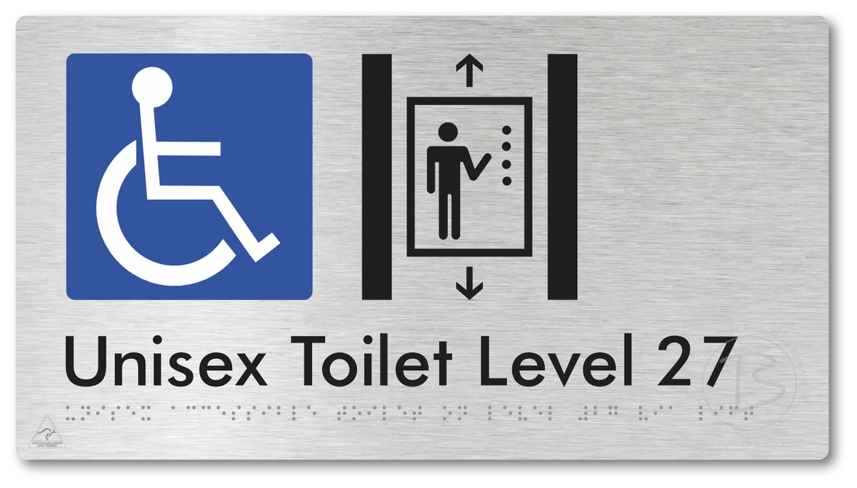 Unisex Accessible Toilet on Level 27 Via Lift - Braille Tactile Signs Aust.