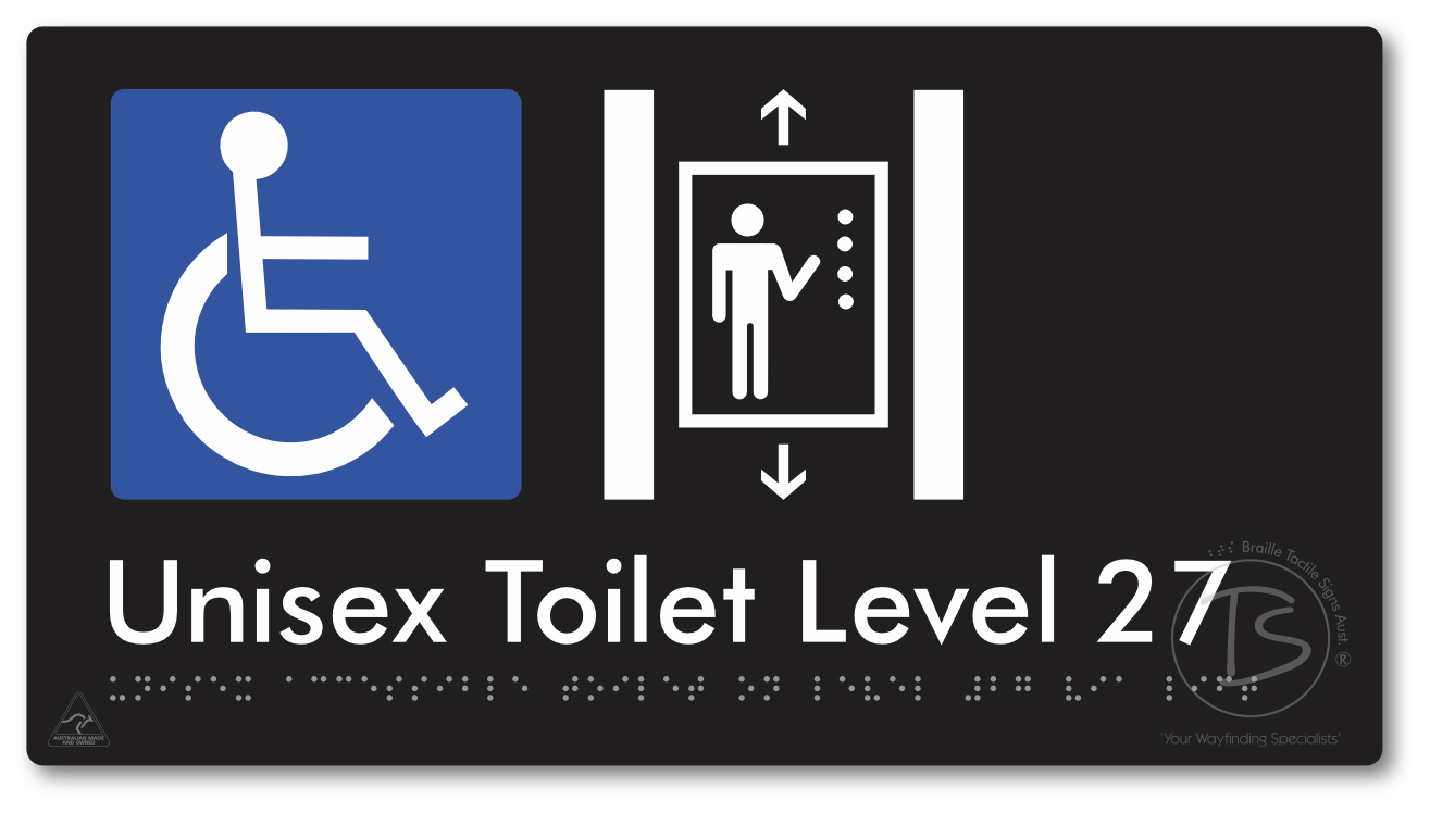 Unisex Accessible Toilet on Level 27 Via Lift - Braille Tactile Signs Aust.