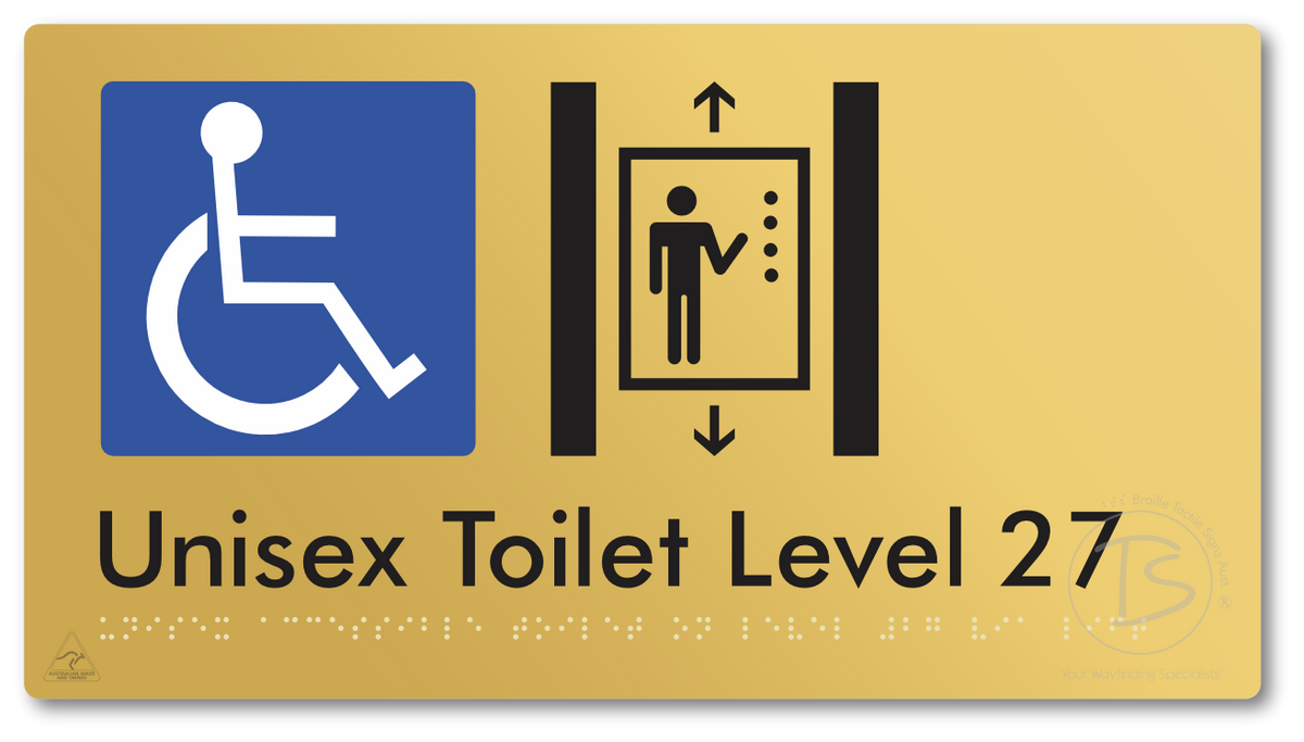 Unisex Accessible Toilet on Level 27 Via Lift - Braille Tactile Signs Aust.