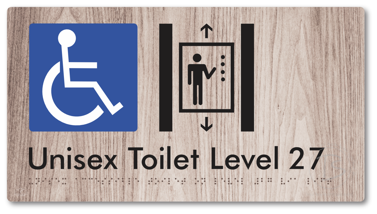 Unisex Accessible Toilet on Level 27 Via Lift - Braille Tactile Signs Aust.