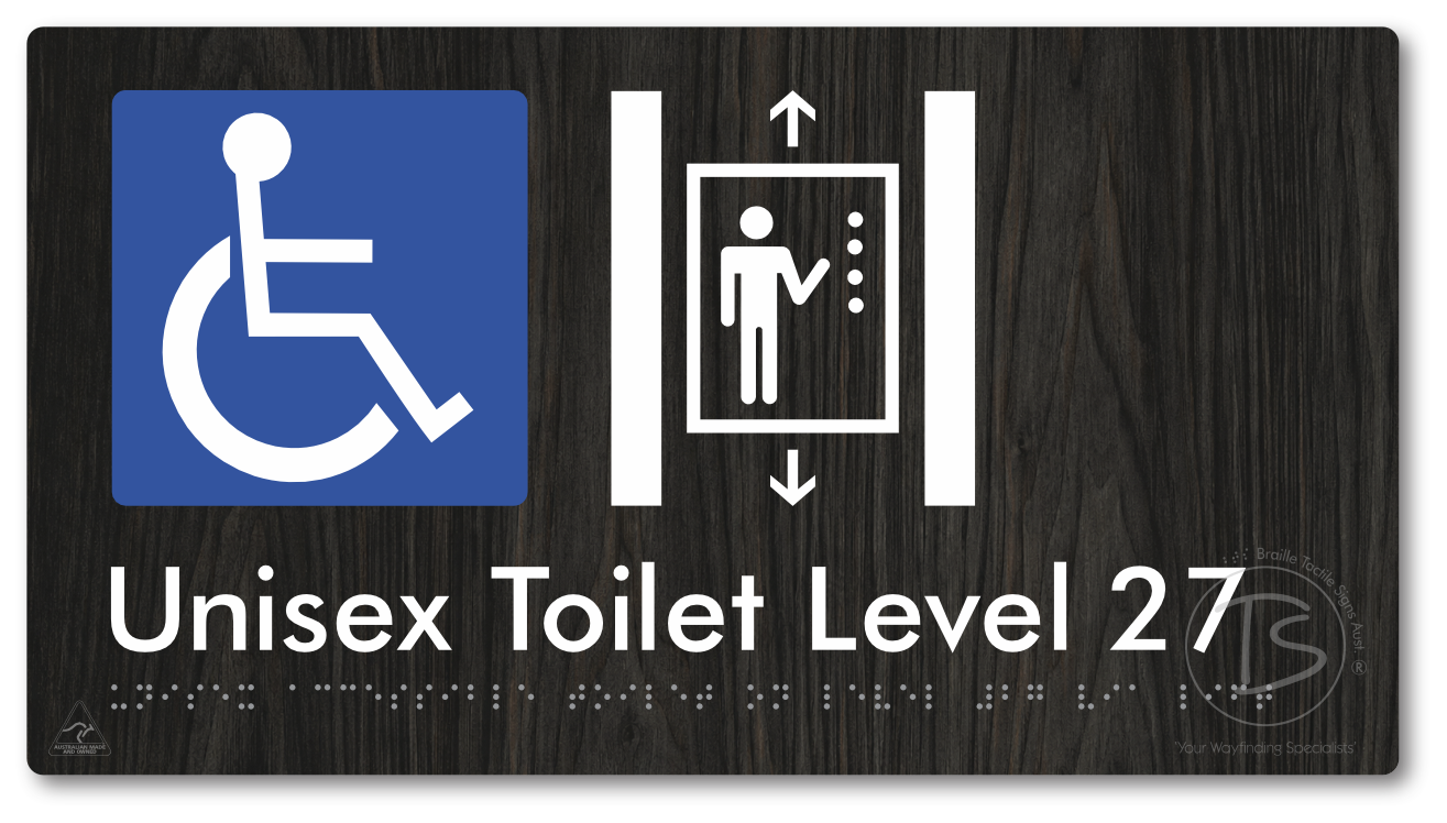 Unisex Accessible Toilet on Level 27 Via Lift - Braille Tactile Signs Aust.