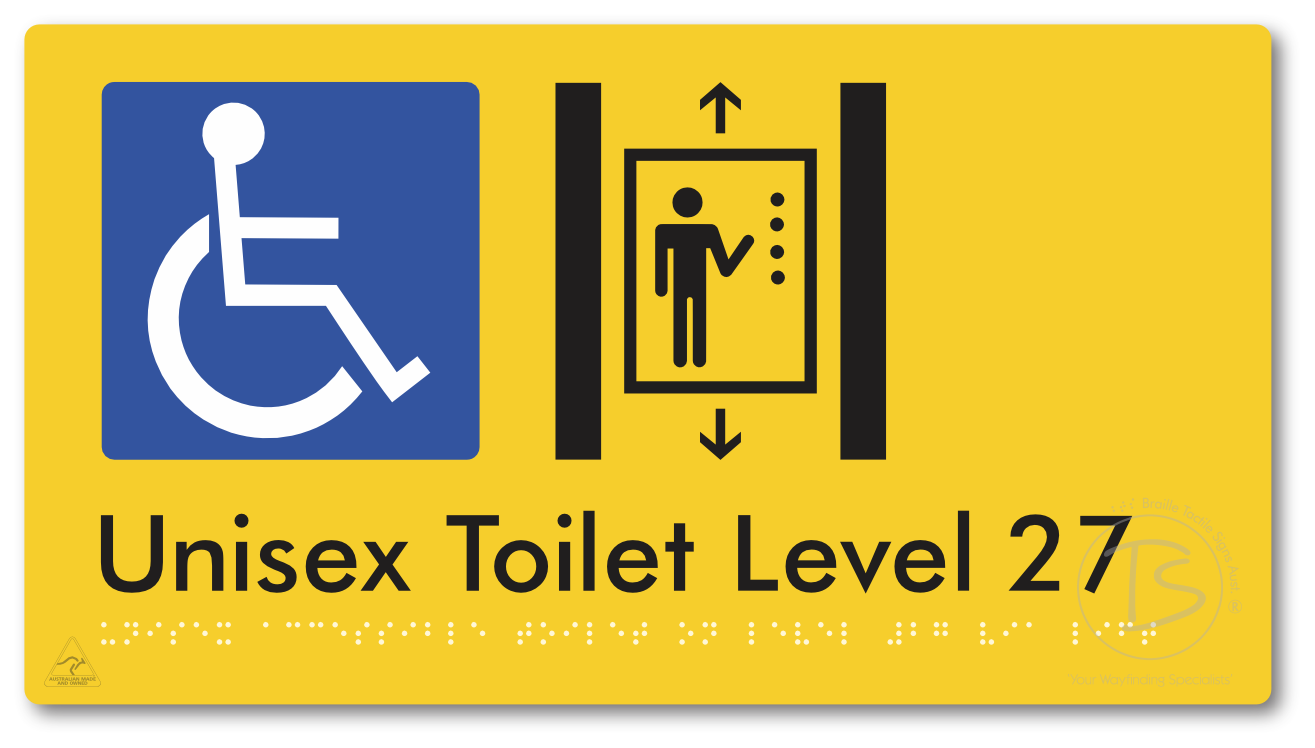 Unisex Accessible Toilet on Level 27 Via Lift - Braille Tactile Signs Aust.