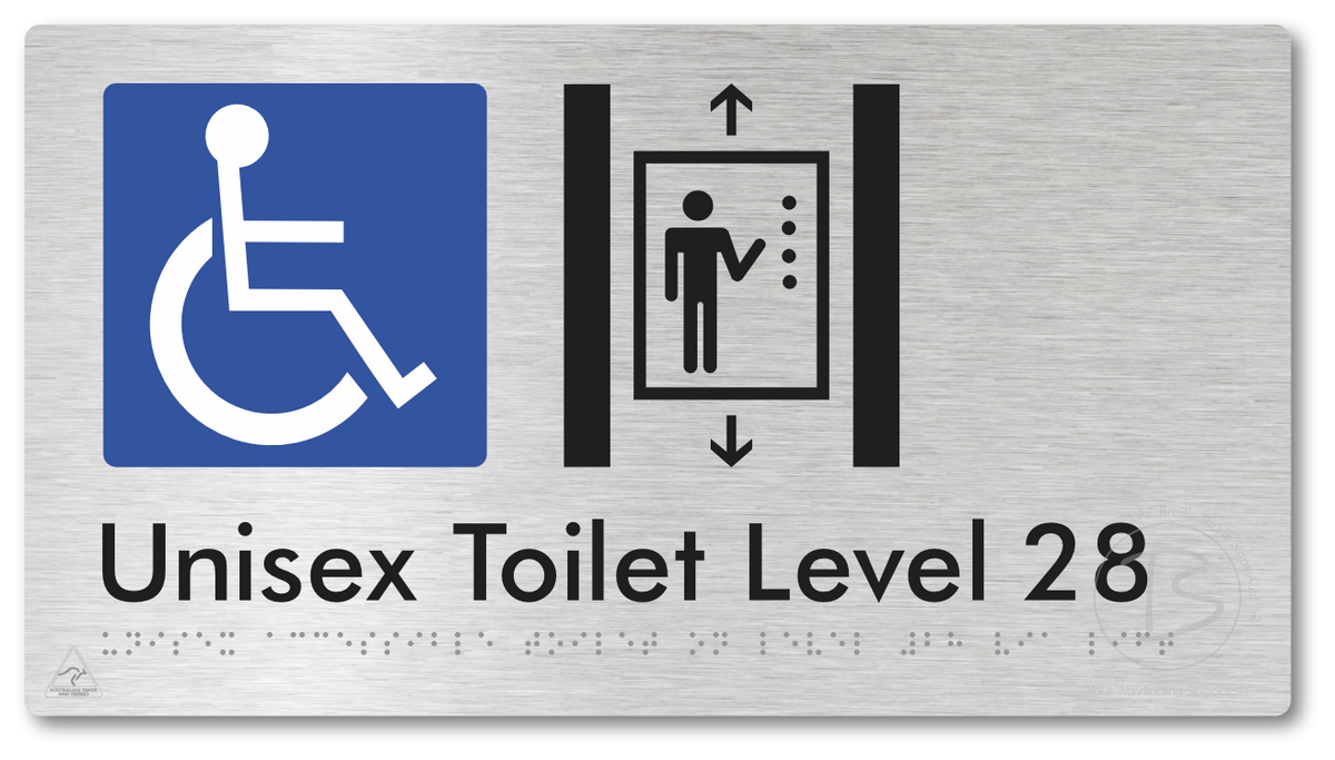 Unisex Accessible Toilet on Level 28 Via Lift - Braille Tactile Signs Aust.