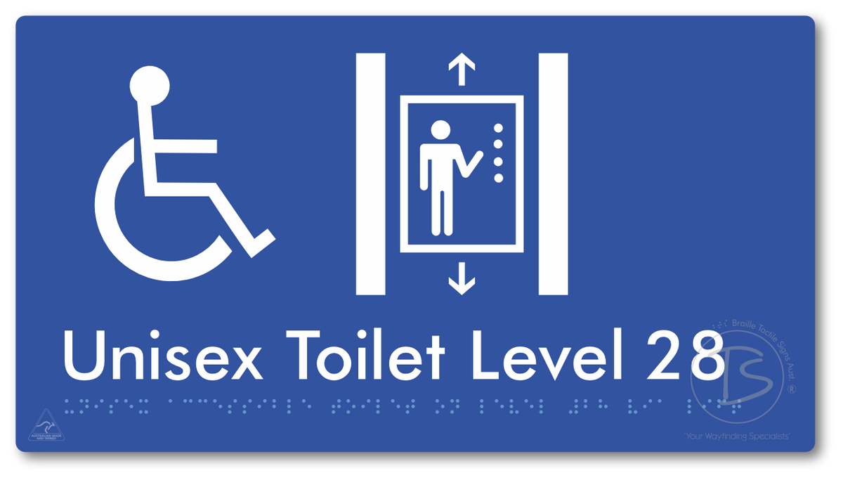 Unisex Accessible Toilet on Level 28 Via Lift - Braille Tactile Signs Aust.
