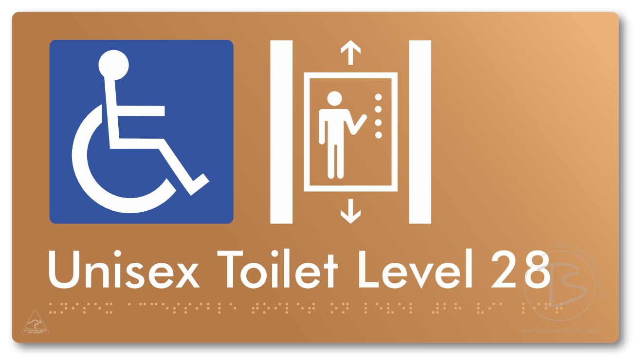 Unisex Accessible Toilet on Level 28 Via Lift - Braille Tactile Signs Aust.
