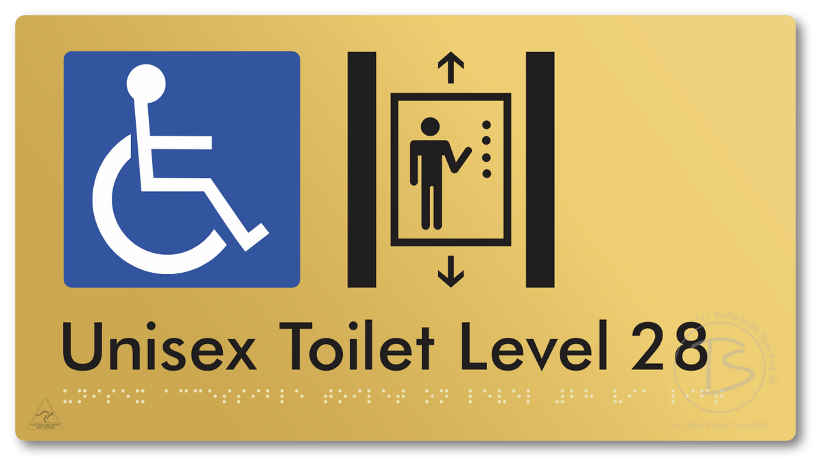 Unisex Accessible Toilet on Level 28 Via Lift - Braille Tactile Signs Aust.