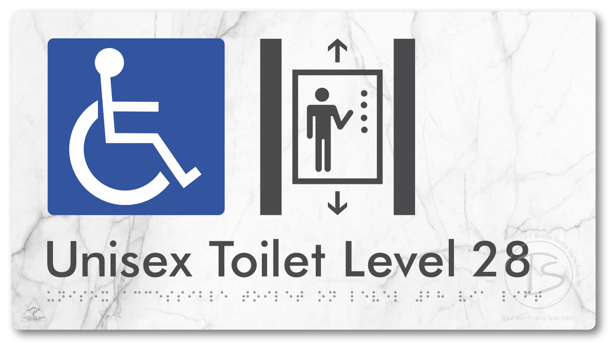 Unisex Accessible Toilet on Level 28 Via Lift - Braille Tactile Signs Aust.