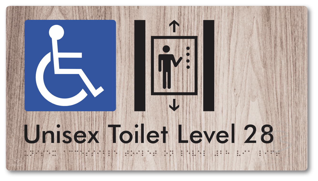 Unisex Accessible Toilet on Level 28 Via Lift - Braille Tactile Signs Aust.
