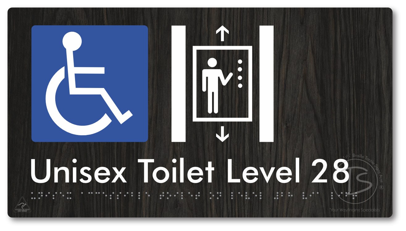 Unisex Accessible Toilet on Level 28 Via Lift - Braille Tactile Signs Aust.