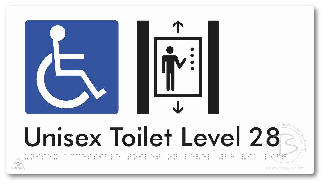 Unisex Accessible Toilet on Level 28 Via Lift - Braille Tactile Signs Aust.