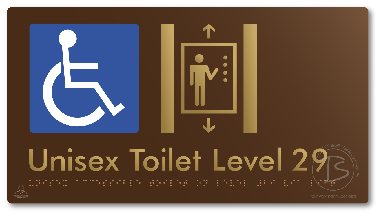Unisex Accessible Toilet on Level 29 Via Lift - Braille Tactile Signs Aust.
