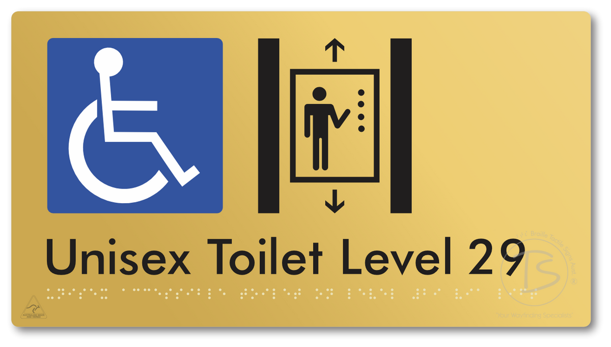 Unisex Accessible Toilet on Level 29 Via Lift - Braille Tactile Signs Aust.