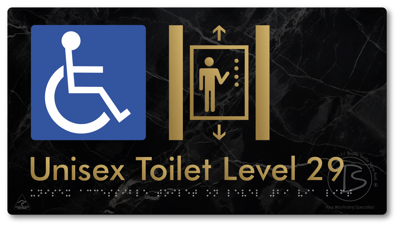 Unisex Accessible Toilet on Level 29 Via Lift - Braille Tactile Signs Aust.