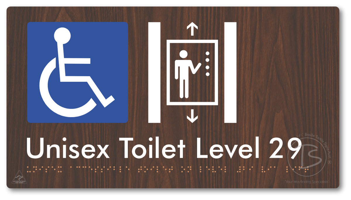Unisex Accessible Toilet on Level 29 Via Lift - Braille Tactile Signs Aust.