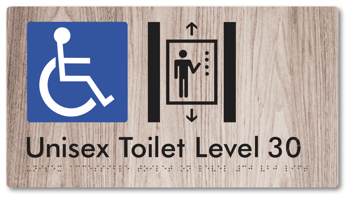 Unisex Accessible Toilet on Level 30 Via Lift - Braille Tactile Signs Aust.