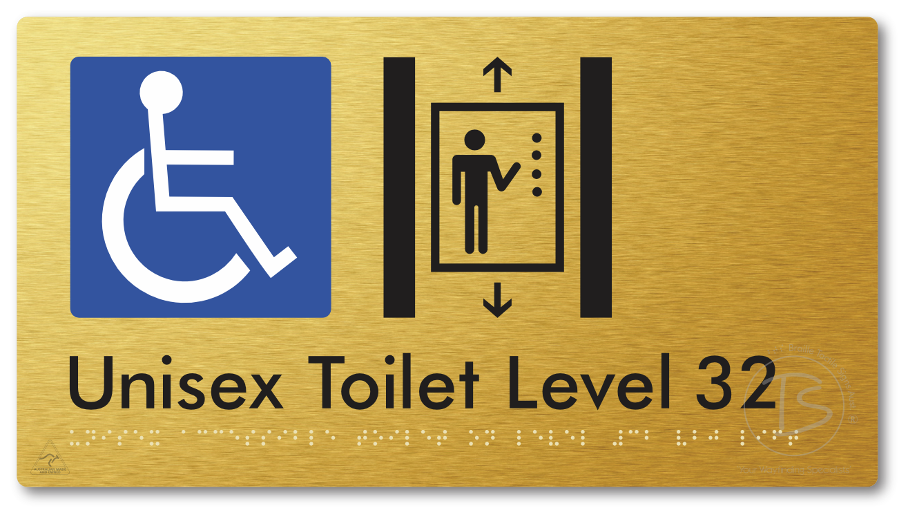 Unisex Accessible Toilet on Level 32 Via Lift - Braille Tactile Signs Aust.