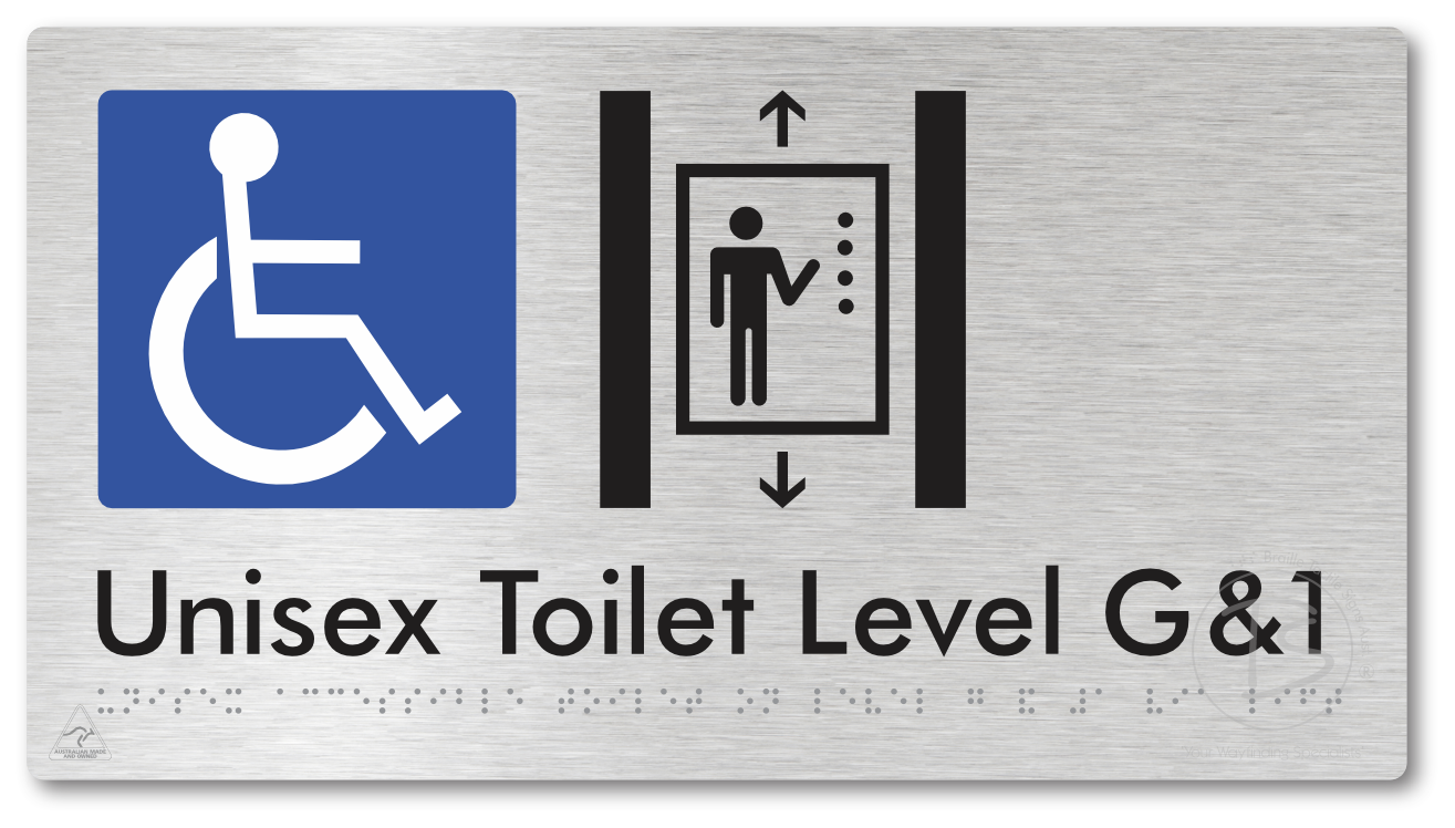 Unisex Accessible Toilet on Level G&1 Via Lift - Braille Tactile Signs Aust.