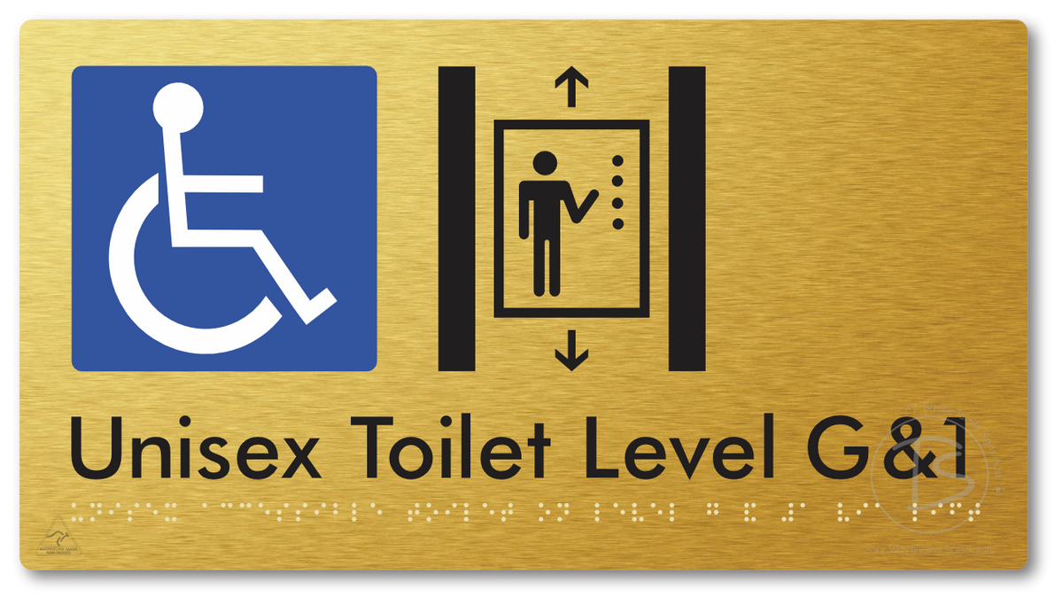 Unisex Accessible Toilet on Level G&1 Via Lift - Braille Tactile Signs Aust.