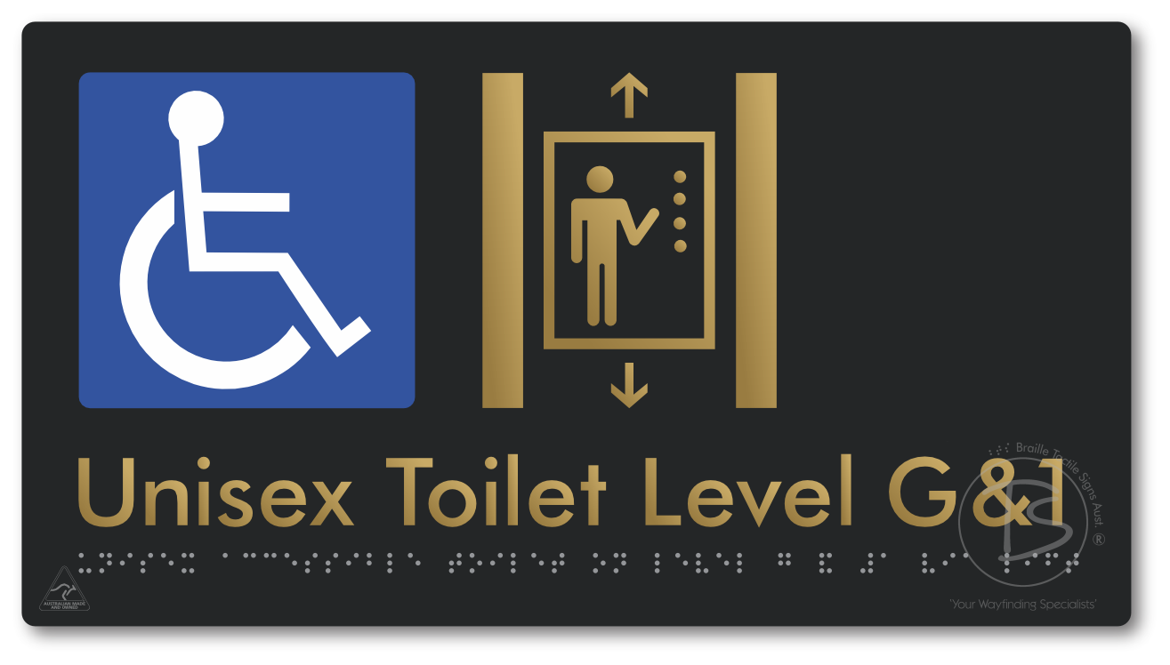 Unisex Accessible Toilet on Level G&1 Via Lift - Braille Tactile Signs Aust.