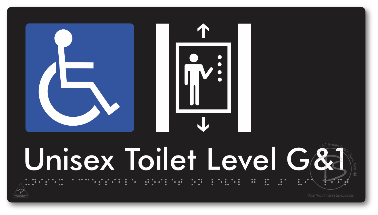 Unisex Accessible Toilet on Level G&1 Via Lift - Braille Tactile Signs Aust.