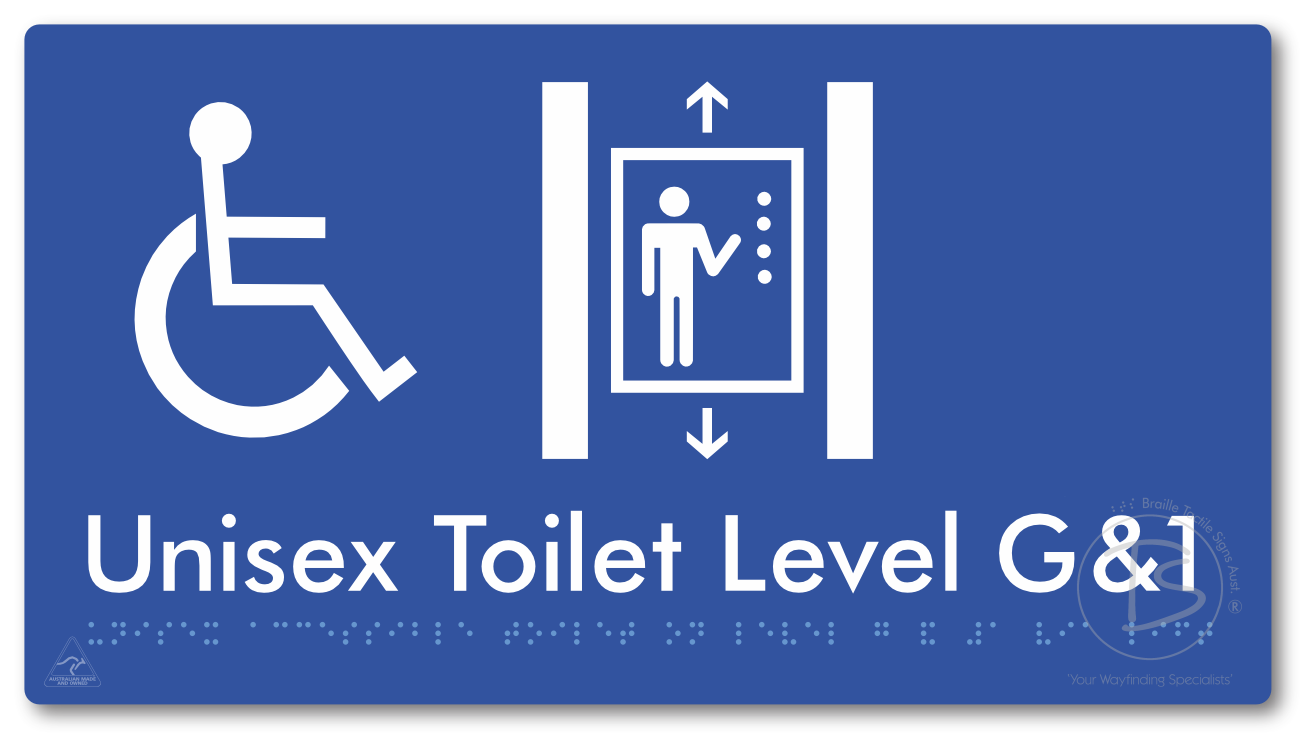 Unisex Accessible Toilet on Level G&1 Via Lift - Braille Tactile Signs Aust.