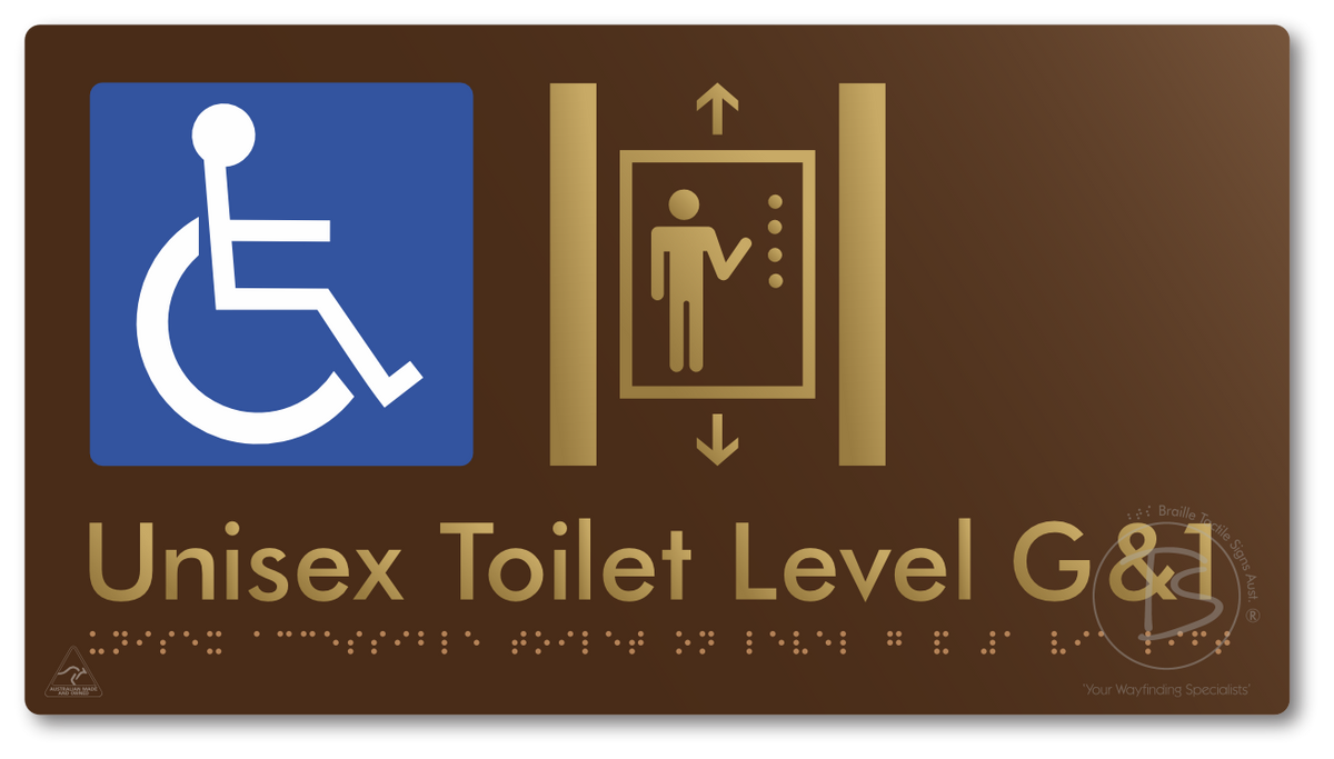 Unisex Accessible Toilet on Level G&1 Via Lift - Braille Tactile Signs Aust.