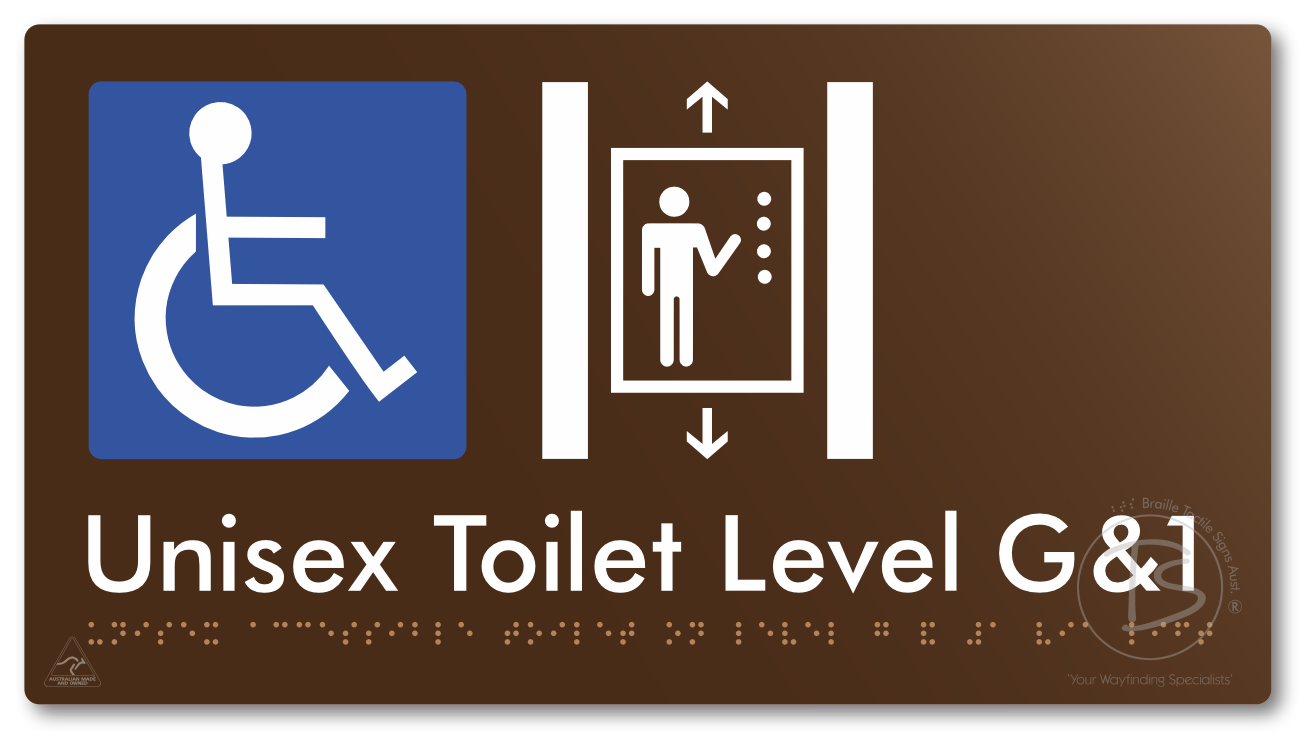 Unisex Accessible Toilet on Level G&1 Via Lift - Braille Tactile Signs Aust.