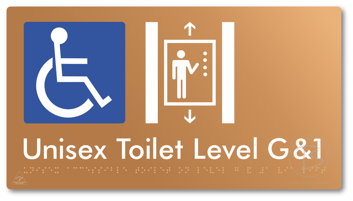 Unisex Accessible Toilet on Level G&1 Via Lift - Braille Tactile Signs Aust.