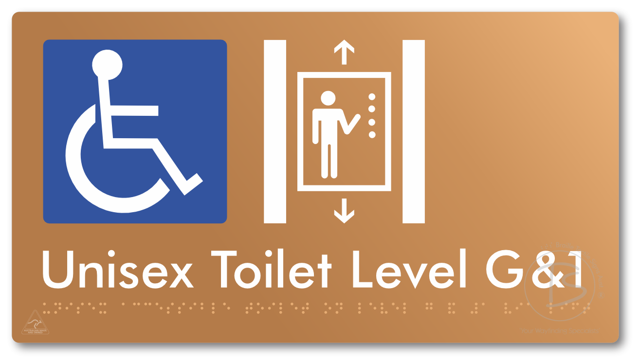 Unisex Accessible Toilet on Level G&1 Via Lift - Braille Tactile Signs Aust.