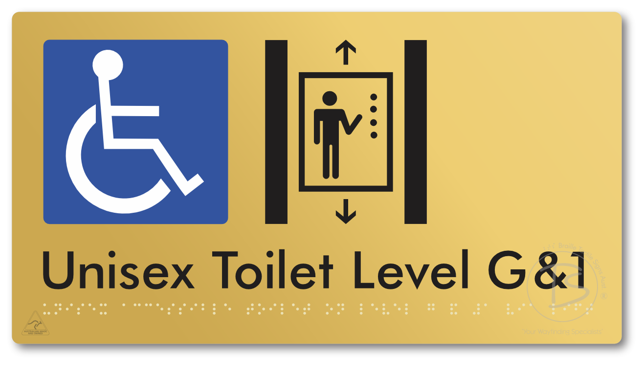 Unisex Accessible Toilet on Level G&1 Via Lift - Braille Tactile Signs Aust.