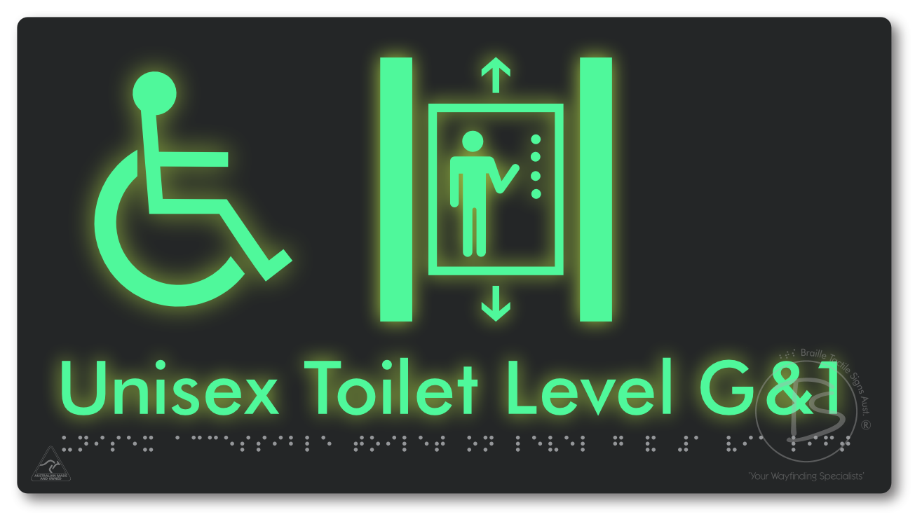Unisex Accessible Toilet on Level G&1 Via Lift - Braille Tactile Signs Aust.