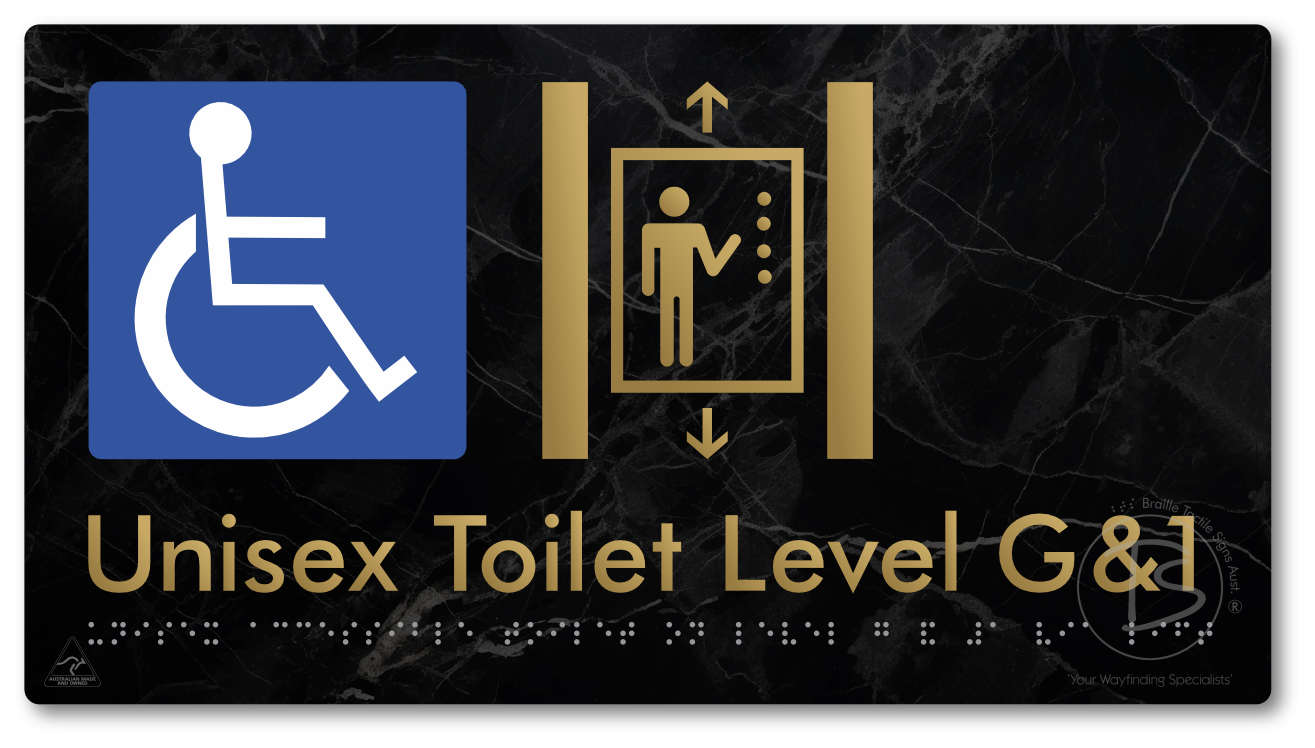 Unisex Accessible Toilet on Level G&1 Via Lift - Braille Tactile Signs Aust.