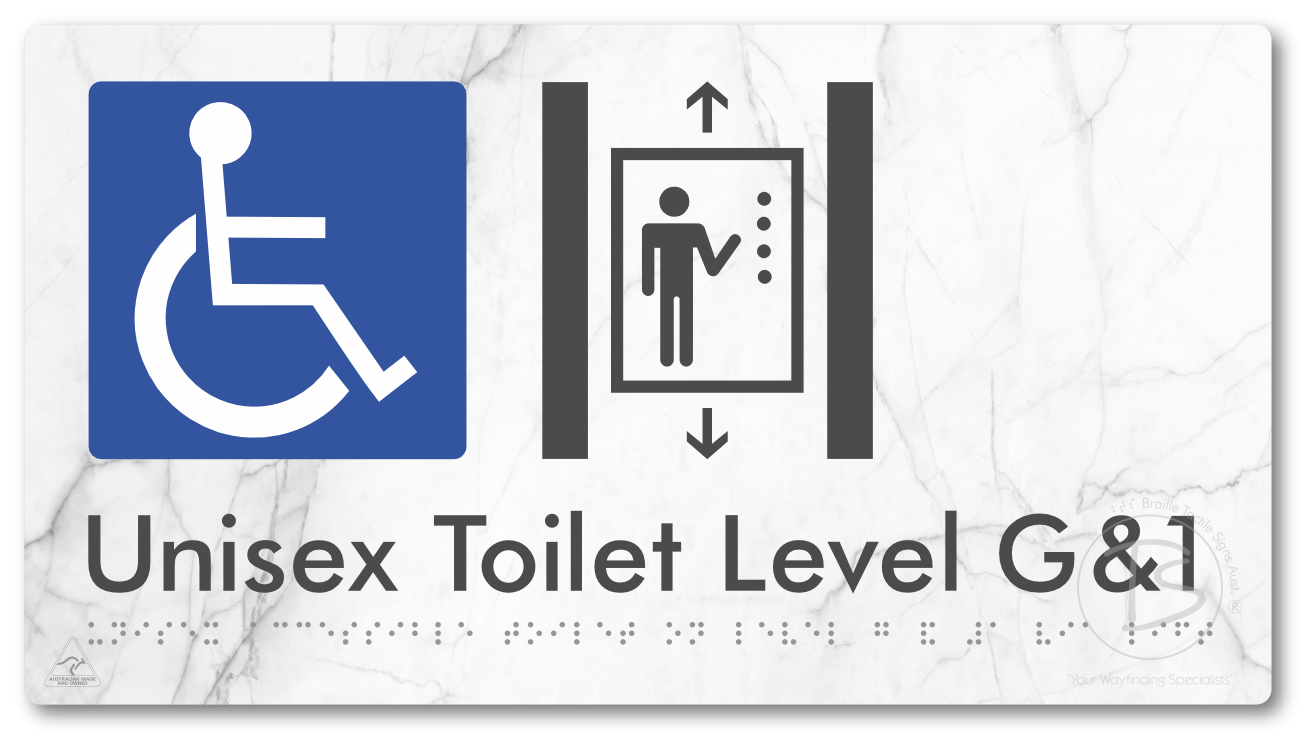 Unisex Accessible Toilet on Level G&1 Via Lift - Braille Tactile Signs Aust.