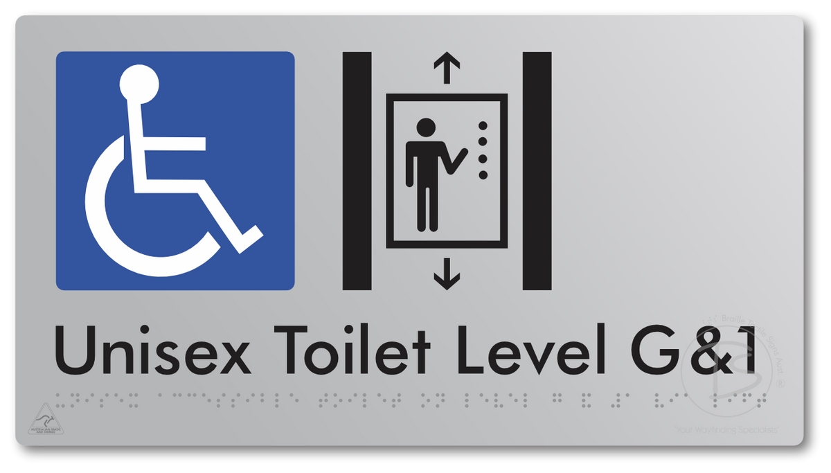 Unisex Accessible Toilet on Level G&1 Via Lift - Braille Tactile Signs Aust.