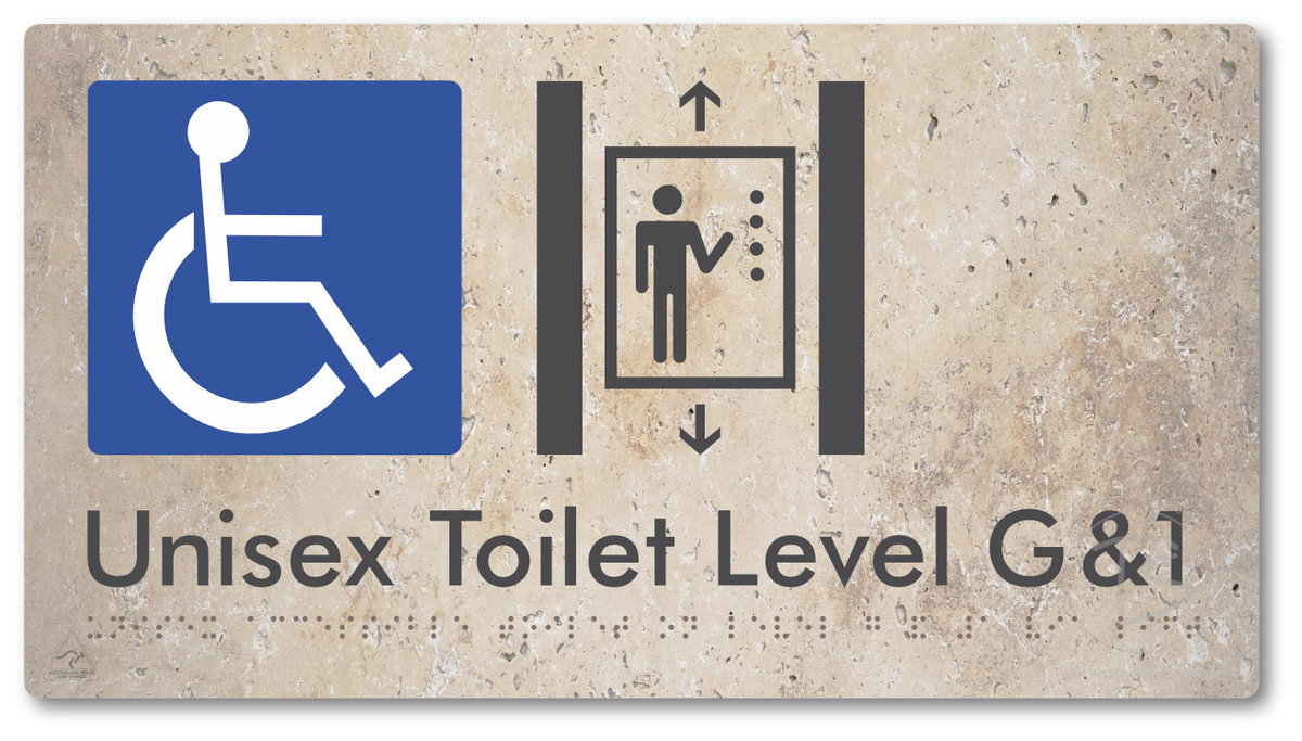 Unisex Accessible Toilet on Level G&1 Via Lift - Braille Tactile Signs Aust.