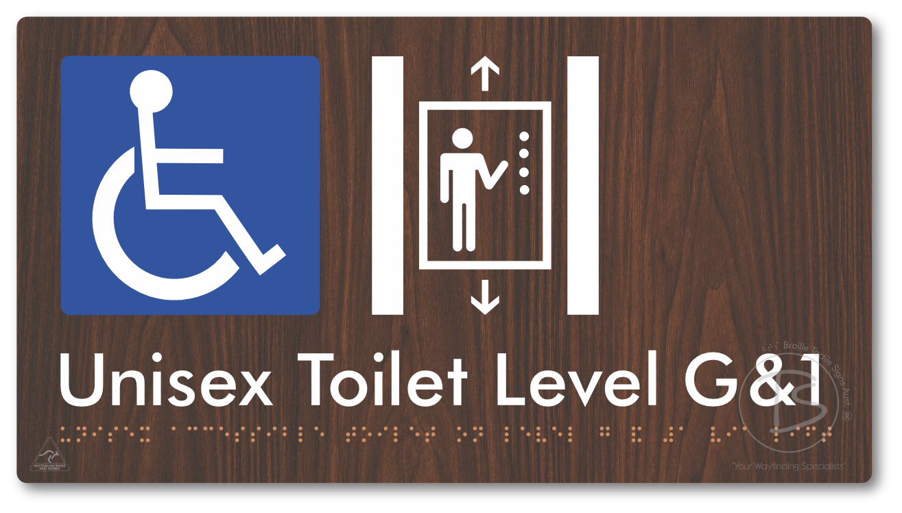 Unisex Accessible Toilet on Level G&1 Via Lift - Braille Tactile Signs Aust.