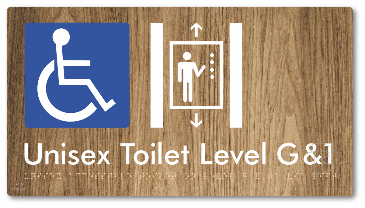Unisex Accessible Toilet on Level G&1 Via Lift - Braille Tactile Signs Aust.