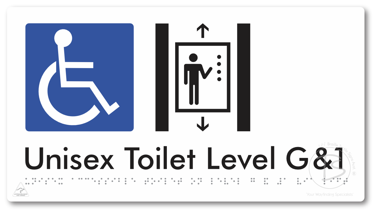 Unisex Accessible Toilet on Level G&1 Via Lift - Braille Tactile Signs Aust.