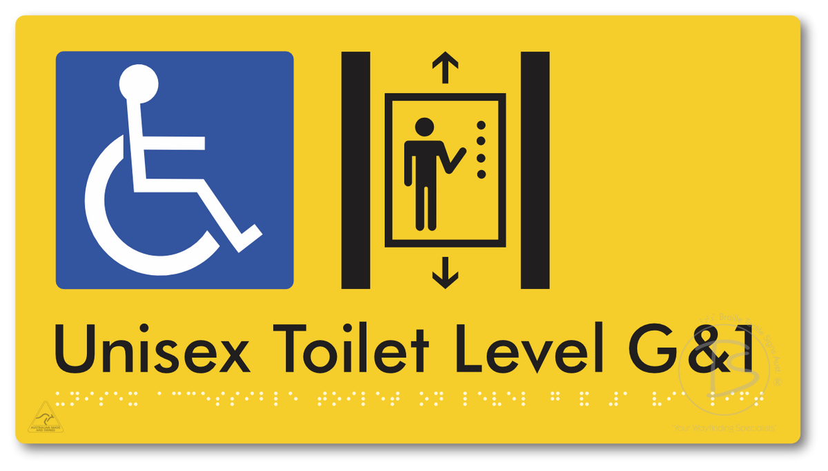 Unisex Accessible Toilet on Level G&1 Via Lift - Braille Tactile Signs Aust.