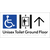 Unisex Accessible Toilet on Ground Floor Via Lift with Large Directional Arrow