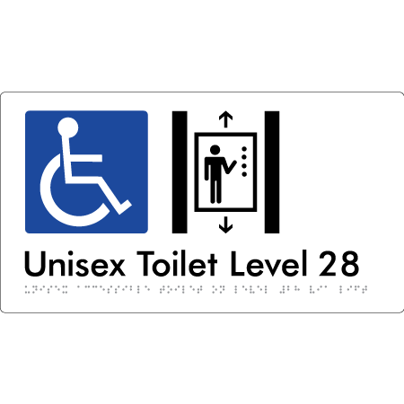 Unisex Accessible Toilet on Level 28 Via Lift - Braille Tactile Signs Aust.