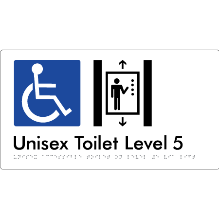 Unisex Accessible Toilet on Level 5 Via Lift - Braille Tactile Signs Aust.
