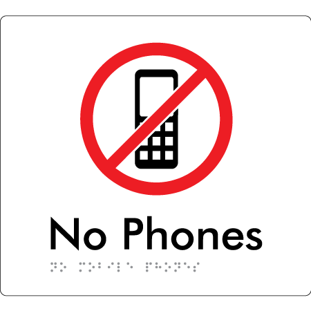 No Mobile Phones - Braille Tactile Signs Aust.