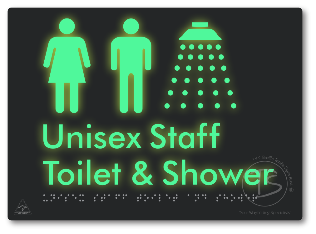 Unisex Staff Toilet & Shower - Braille Tactile Signs Aust.
