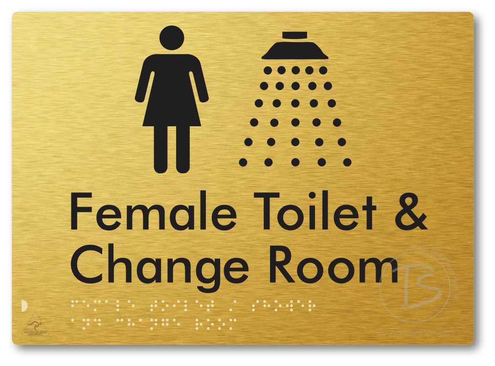 Female Toilet / Shower & Change Room - Braille Tactile Signs Aust.
