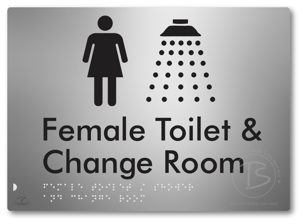 Female Toilet / Shower & Change Room - Braille Tactile Signs Aust.