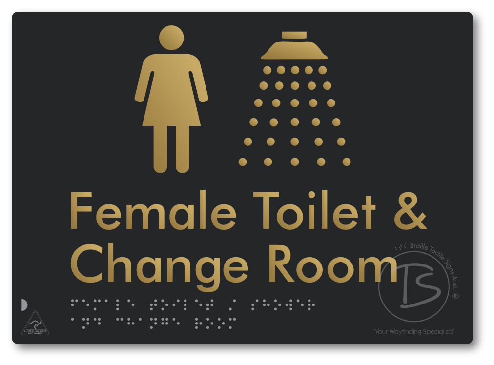 Female Toilet / Shower & Change Room - Braille Tactile Signs Aust.