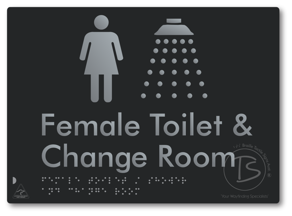 Female Toilet / Shower & Change Room - Braille Tactile Signs Aust.