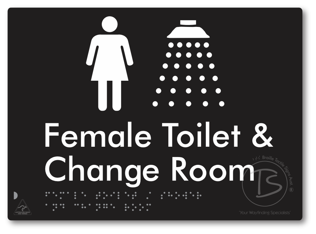 Female Toilet / Shower & Change Room - Braille Tactile Signs Aust.