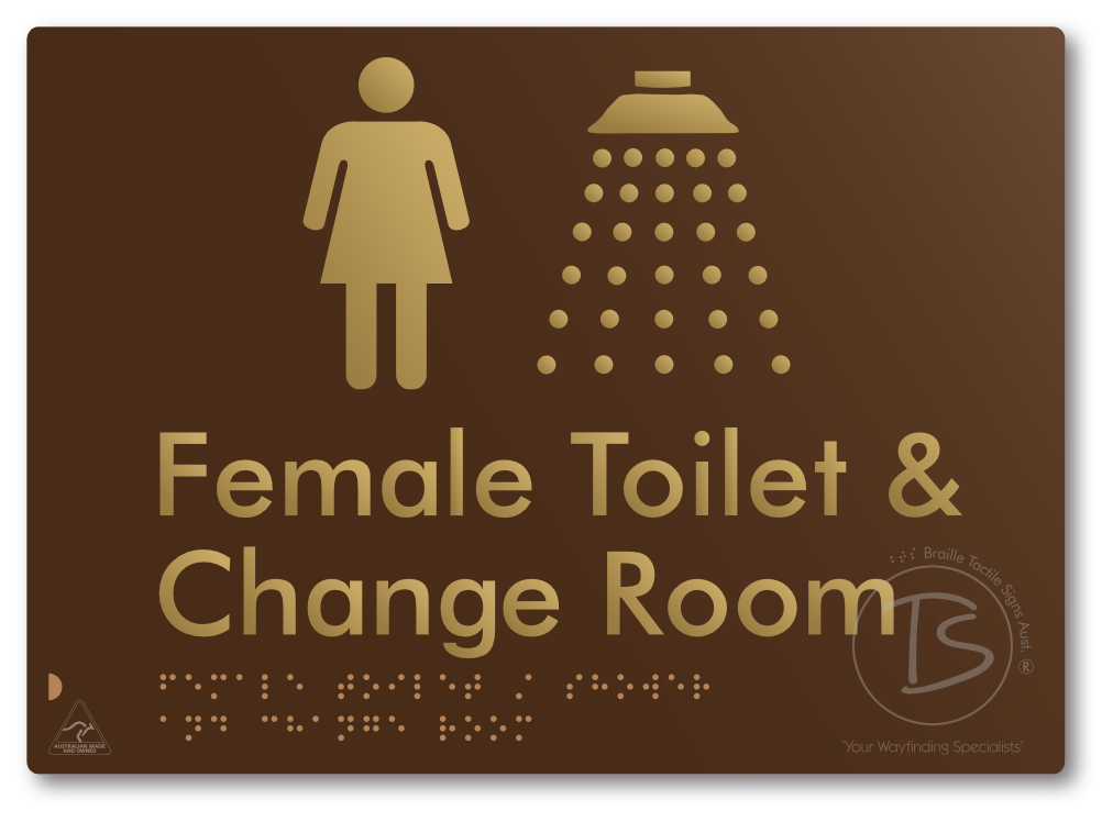 Female Toilet / Shower & Change Room - Braille Tactile Signs Aust.